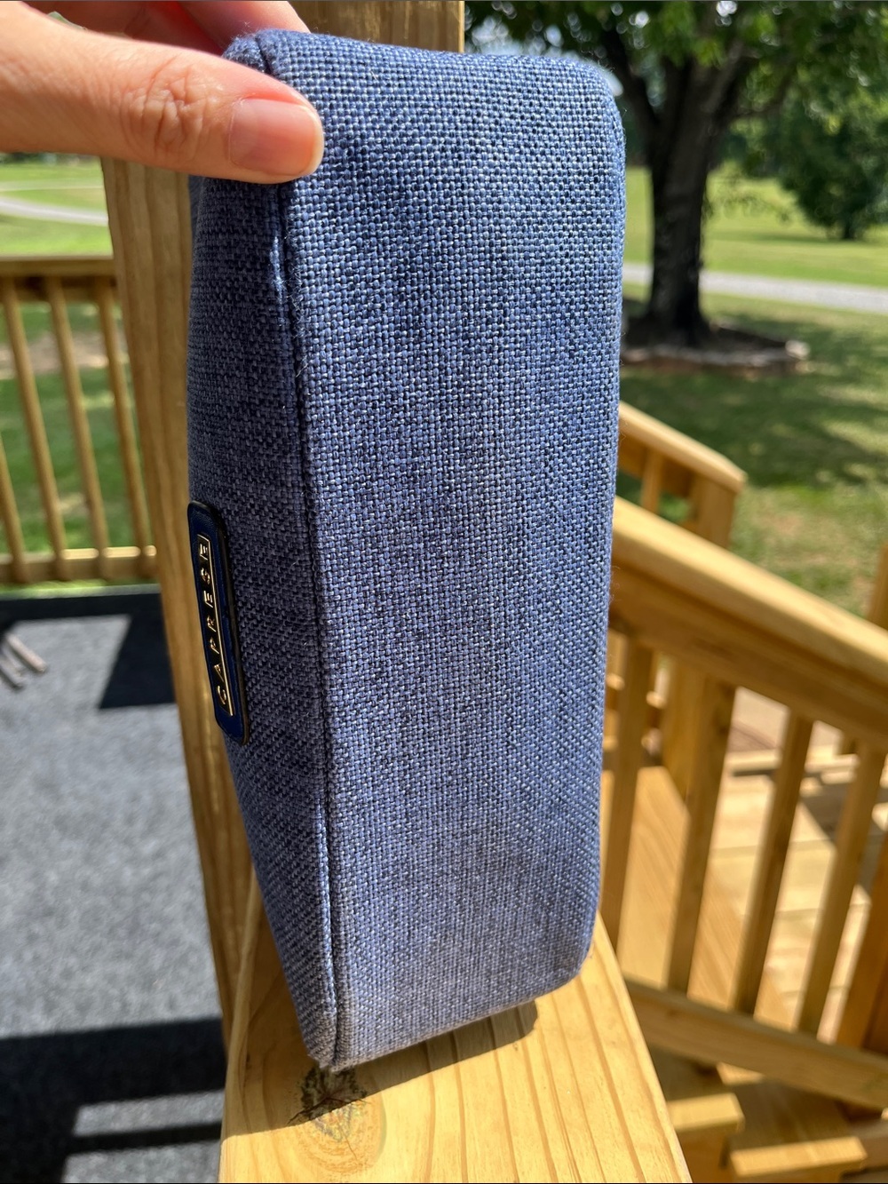 Caprese Textured Crossbody Bag, Blue Denim Textured Material - Picture 11 of 16